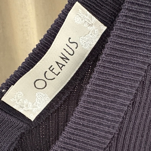 Dark Blue Ribbed Sleeveless Dress - Picture 3 of 5